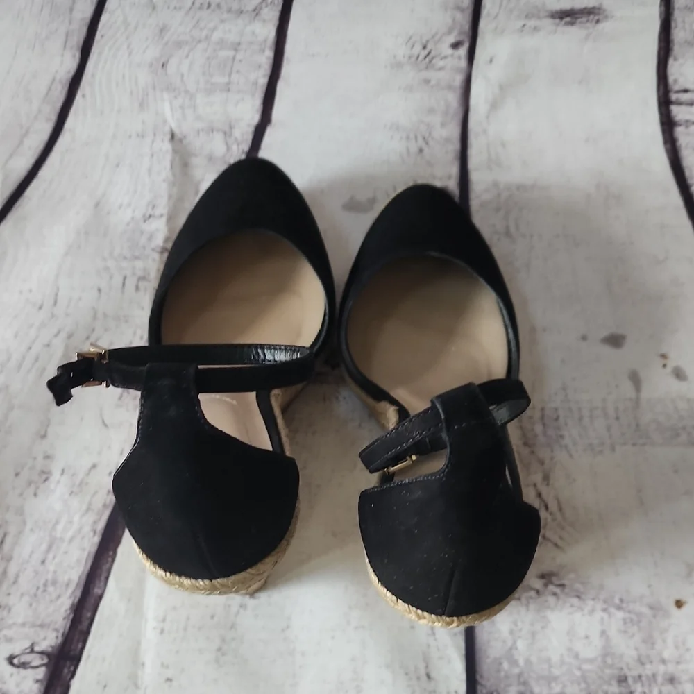 Aldo Black Espadrille Wedge Sandals
